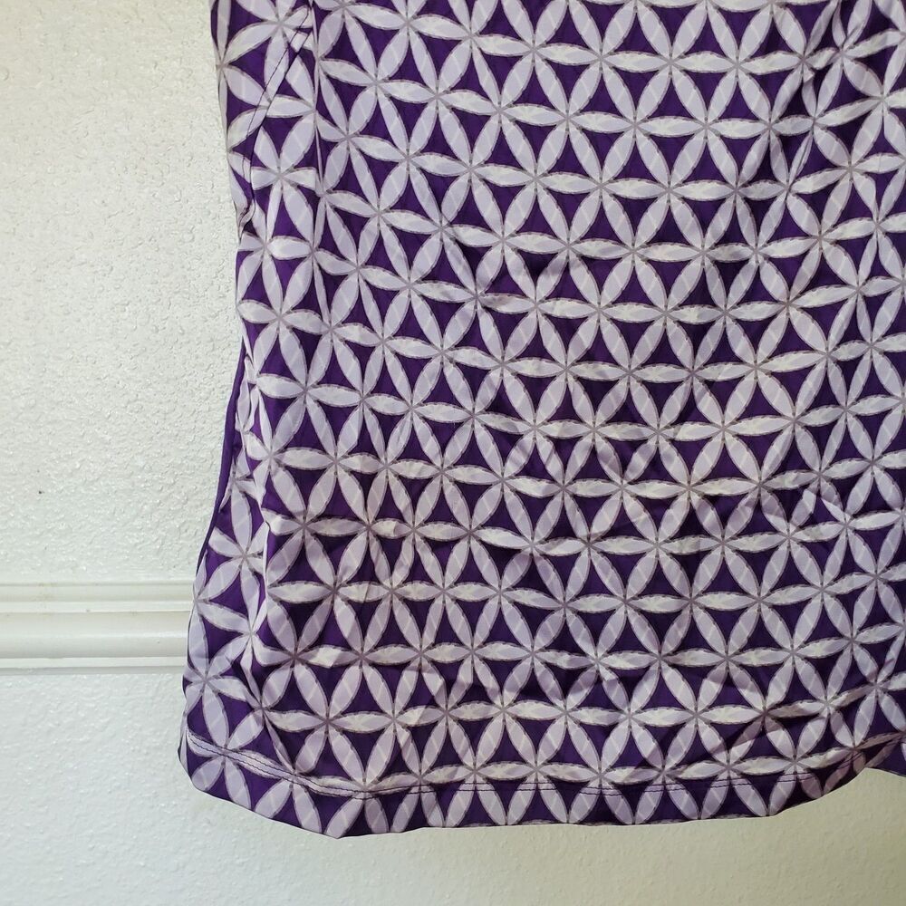 Ann Taylor Sleeveless Top Geometric Design, Purple Satin Womens Size XS - Picture 4 of 13